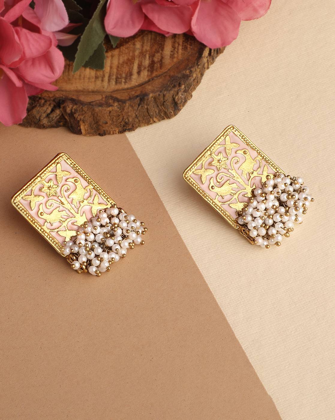 Square Rarity Diamond Stud Earrings-Candere by Kalyan Jewellers