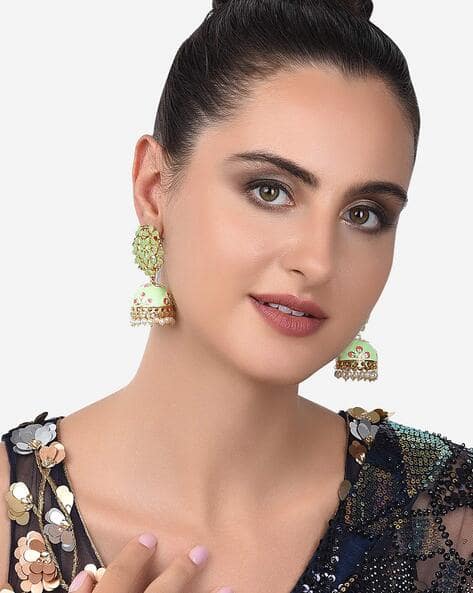 ZAVERI PEARLS Meenakari Beaded Floral Jhumka Earrings - ZPFK15174