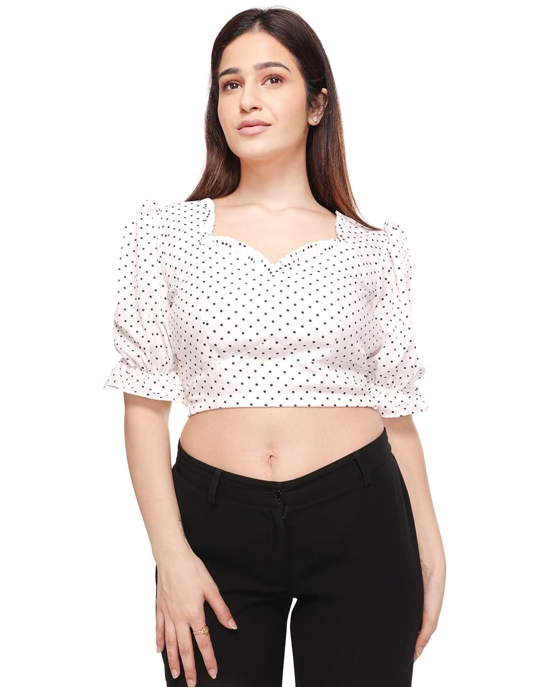 Buy PURPLE HAZE Polka-Dot Print Slim Fit Crop Top Online | Ajio.com