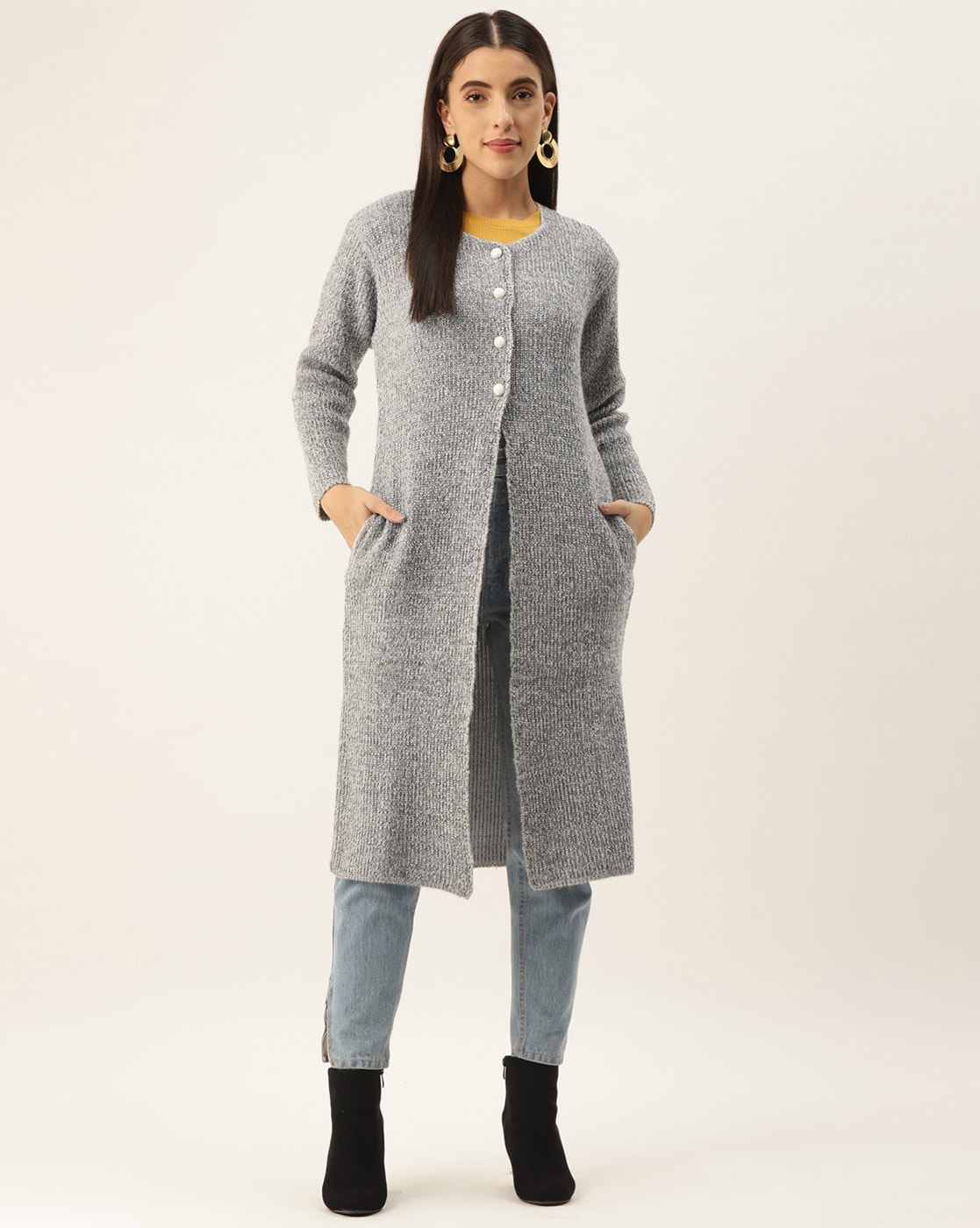 gray maxi cardigan