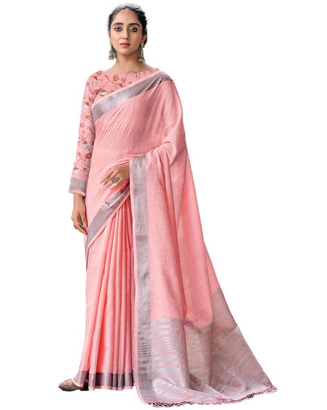 Sky Blue And Pink Soft Silk Saree With Saree Blouse ( sn18 ) - ePika India