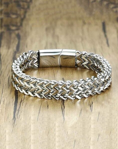 Amazon.com: SILVERCLOSEOUT Stainless Steel Fancy Bali Bracelet 8.25In:  Clothing, Shoes & Jewelry