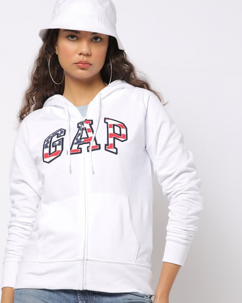 Logo Embroidered Zip Front Hoodie