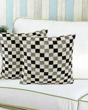 saral home Pack of 2 Checked Cushion Covers 16" x 16"-picture-18