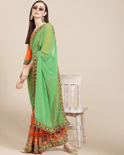 Sarees | Green Colour Heavy Half Saree | Freeup