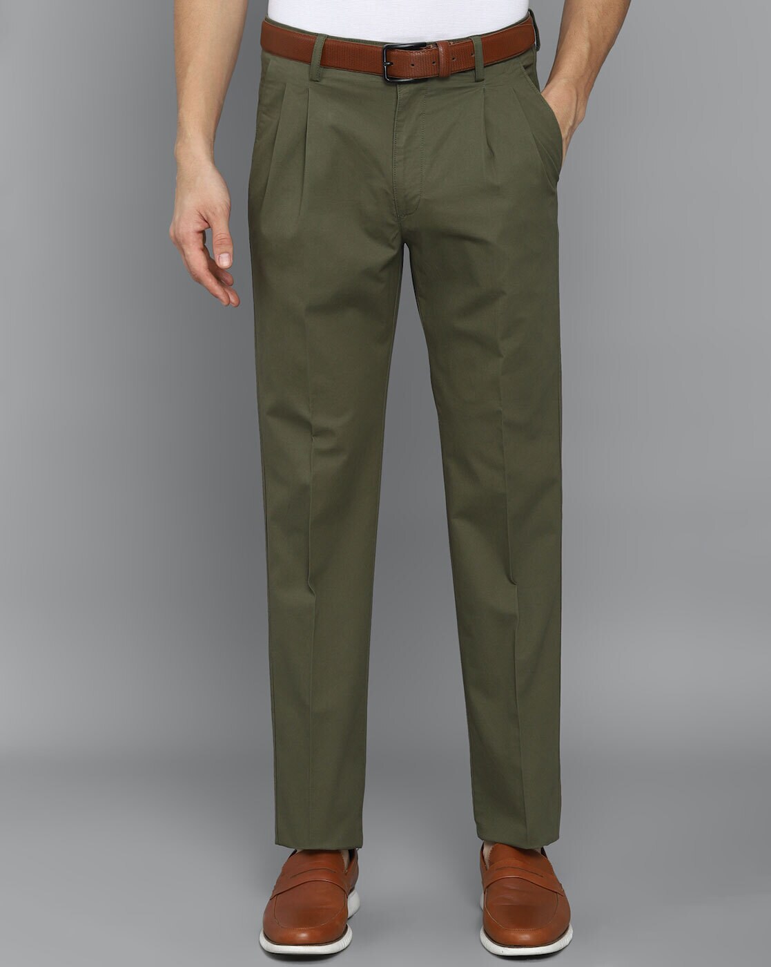 Buy Men Beige Regular Fit Solid Formal Trousers Online - 342638 | Allen  Solly