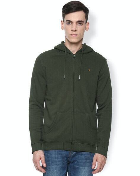 Zip-Front Ribbed Hem Hoodie