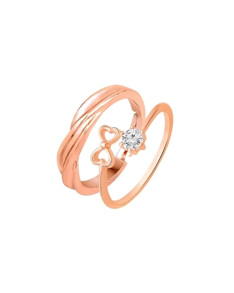 Rose gold store couple ring set