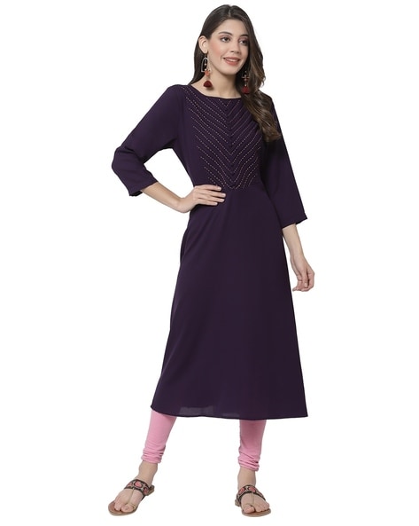 1513885: Casual Purple and Violet color Silk cotton fabric Kurti