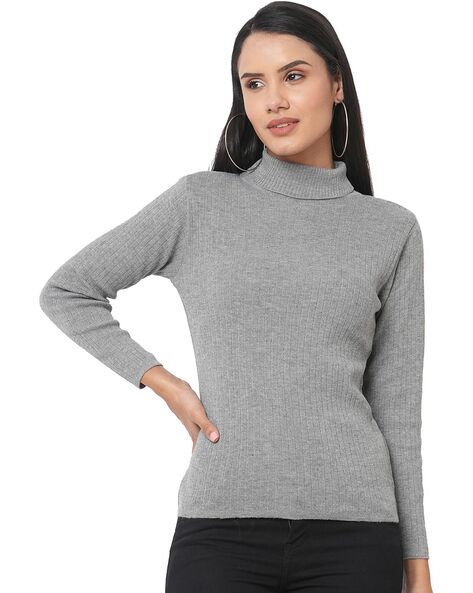 Grey hot sale turtleneck sweatshirt