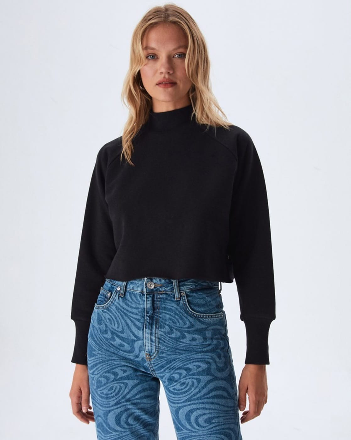High-Neck Crop Sweatshirt