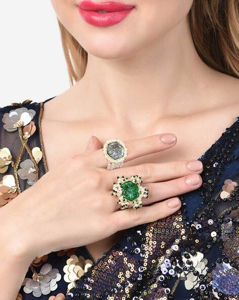 Buy Zaveri Pearls Multicolor Peacock Inspired Revolving Ring Online At Best  Price @ Tata CLiQ