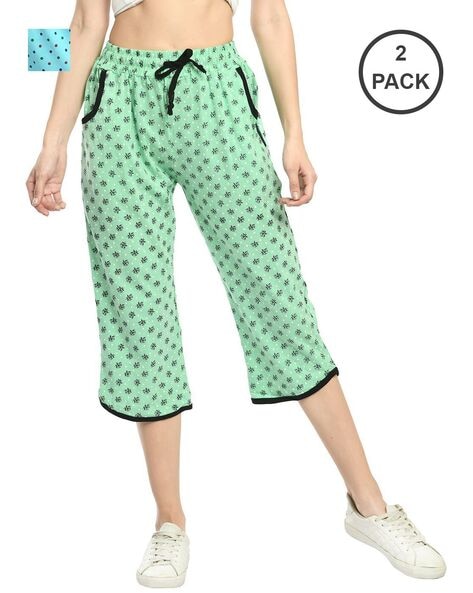 Buy Green & Blue Trousers & Pants for Women by INDIWEAVES Online