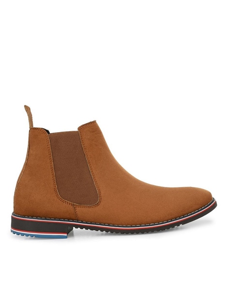 Mens faux cheap leather chelsea boots