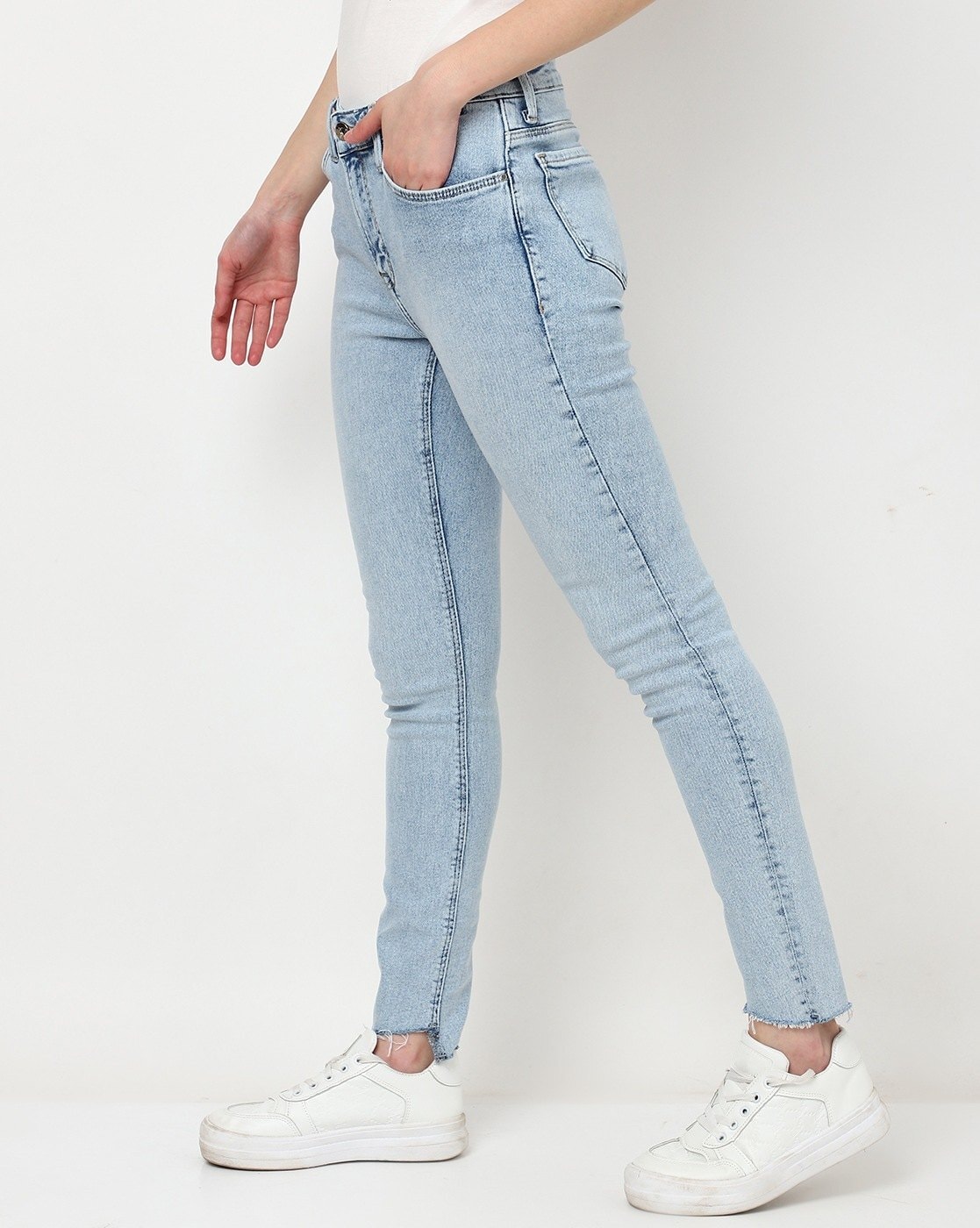 Pale Blue Acid Wash High Waist Hallie Super Skinny Jeans