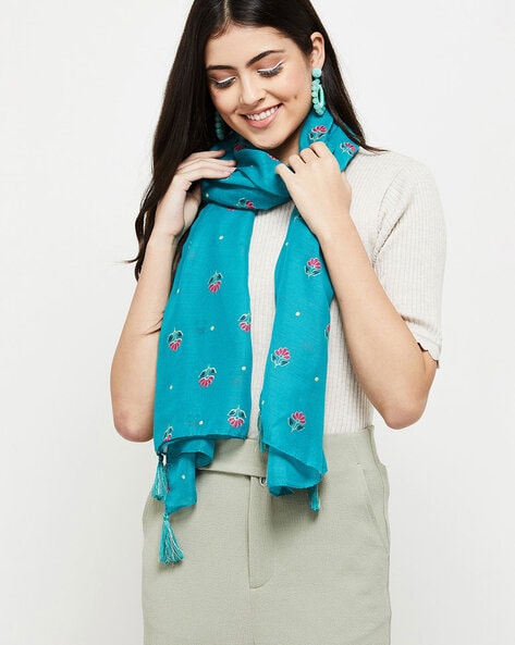 Printed Scarf with Tassels Price in India