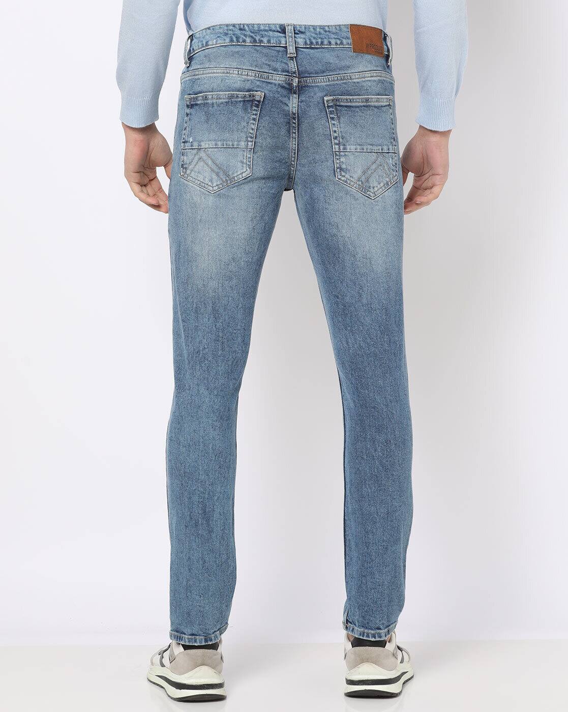 Men Acid Mid-Wash Distressed Jeans