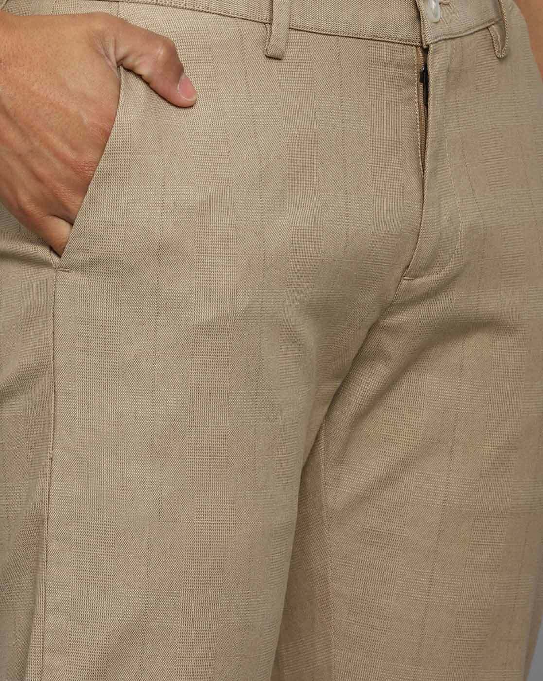 Buy Men Blue Comfort Fit Textured Business Casual Trousers Online - 205342  | Allen Solly