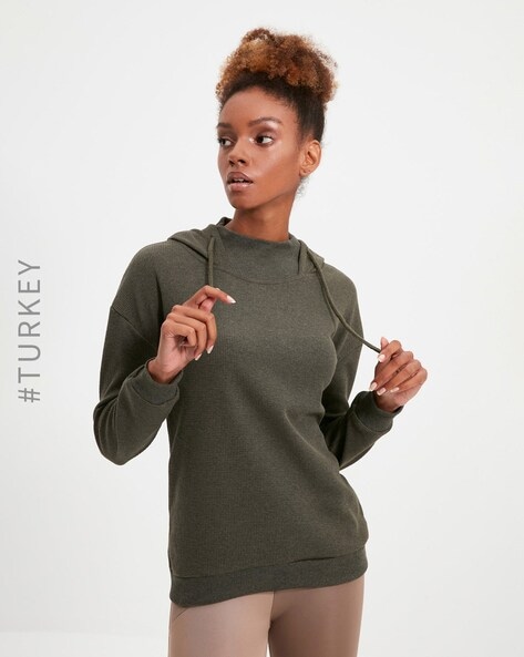 Waffle hot sale sweatshirt womens