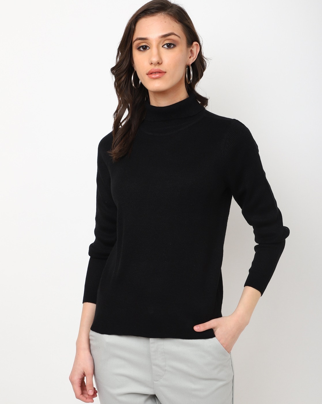 Womens black hot sale turtleneck sweater