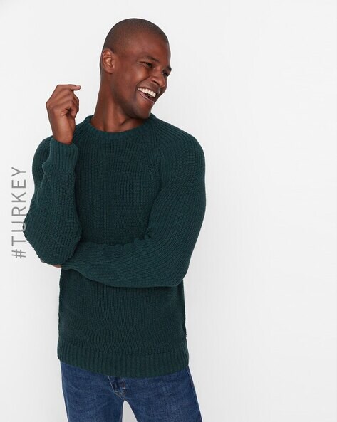 Mens crew neck on sale sweaters slim fit