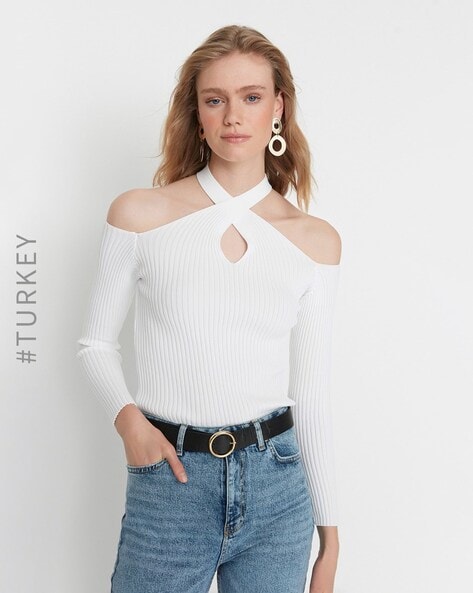 Trendyol Textured Halter Neck Top 2024, Buy Trendyol Online