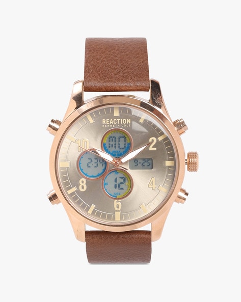 Leather best sale digital watch