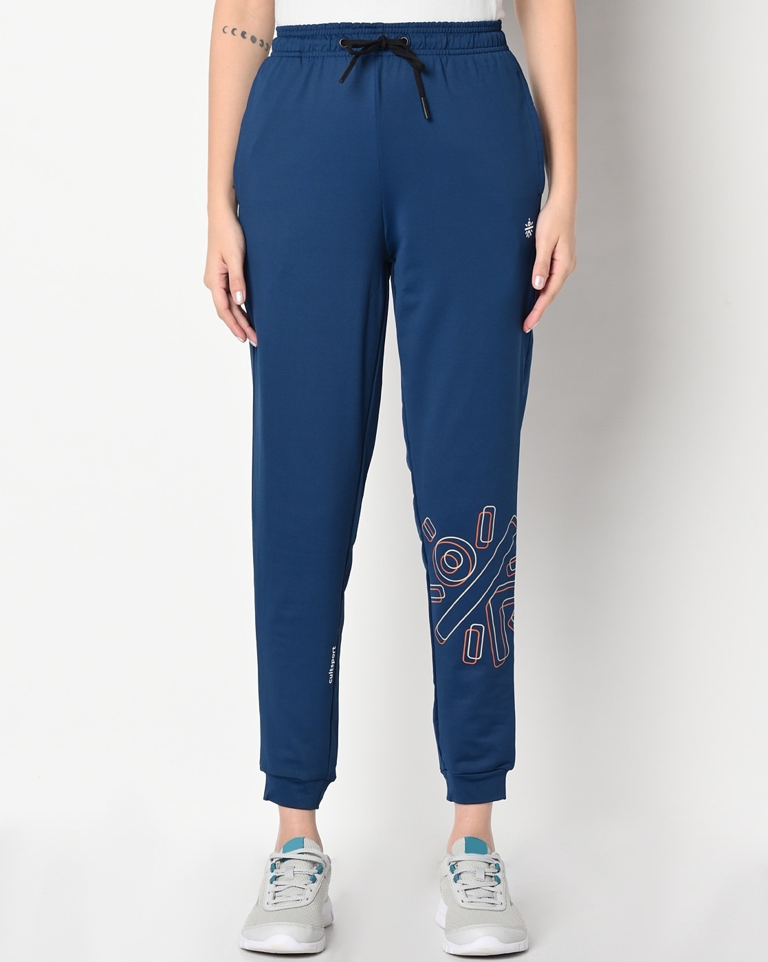 Women Athletic Joggers with Logo Placement Print