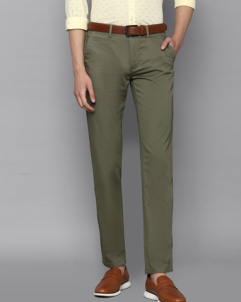 Buy Louis Philippe Sport Khaki Solid Trousers online