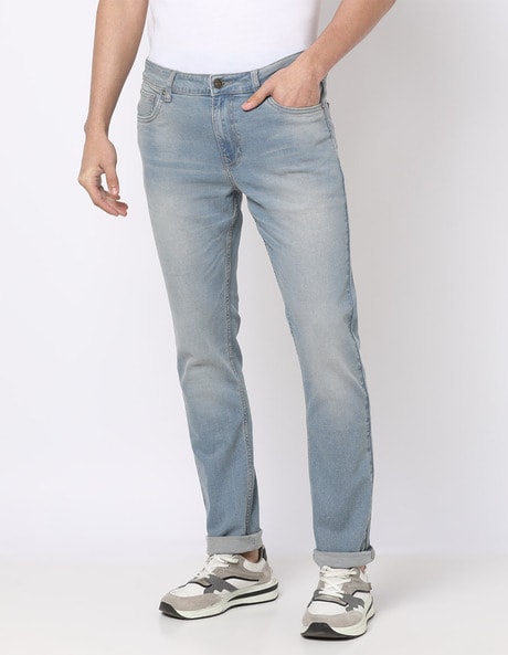 Mid-Rise Heavy-Washed Jeans