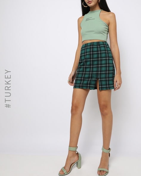 70's Mini Skrit Vintage Green Plaid Wool Short Skirt Size Small 27 Waist -  Etsy