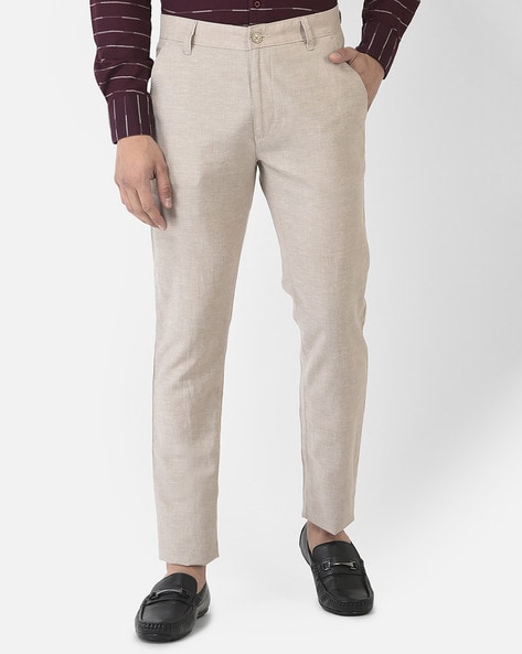 Buy Crimsoune Club Grey Slim Fit Flat Front Trousers for Men's Online @  Tata CLiQ
