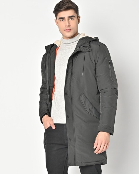 Hooded Parka Jacket with Slip Pockets