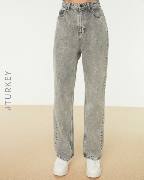 Acid Wash Wide Leg Jeans