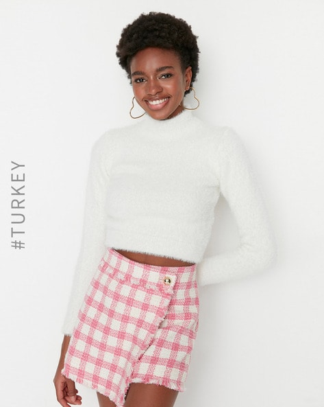 Faux fur crop outlet sweater