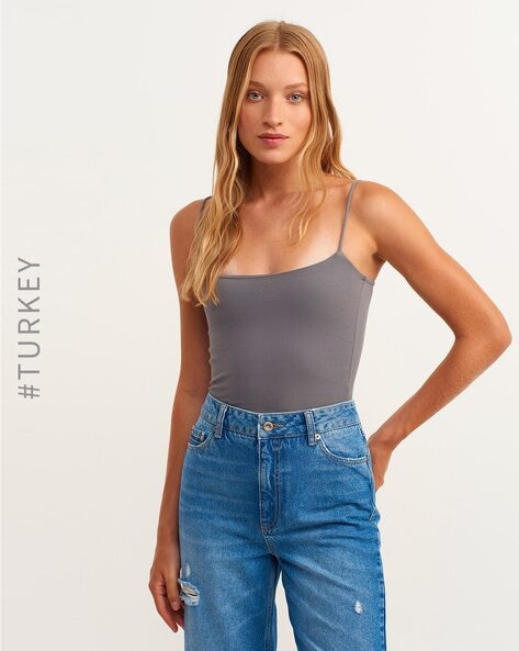 Taupe Ribbed Cropped Camisole Tank Top – Posh Society Boutique