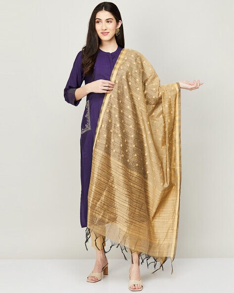 Polka-Dot Pattern Dupatta with Fringes Price in India