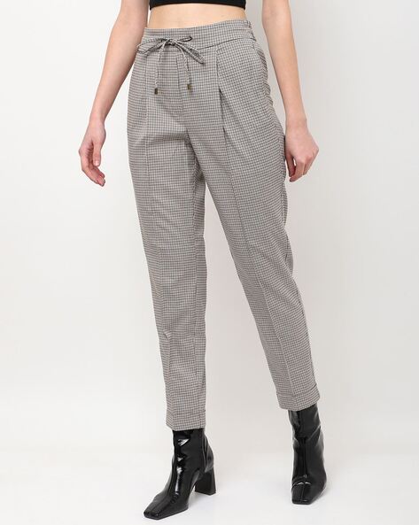 Unique Bargains Women's Tartan Plaid Pants Elastic Waist Straight Long  Trousers - Walmart.com