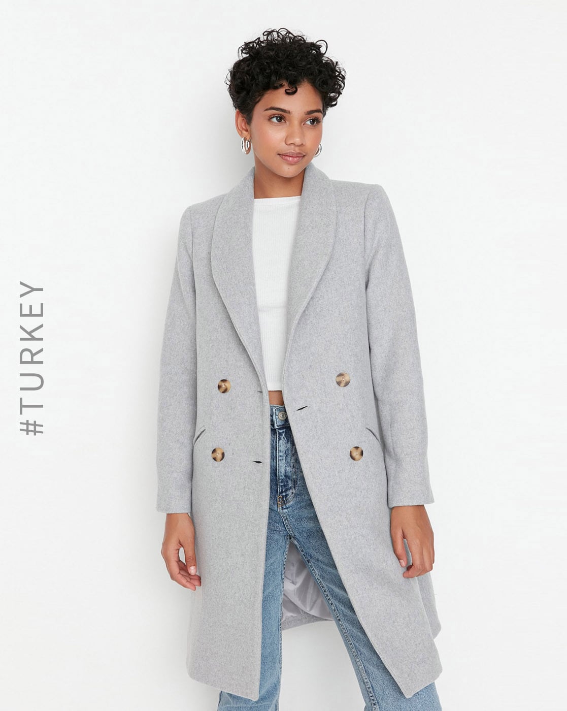 women's gray overcoat