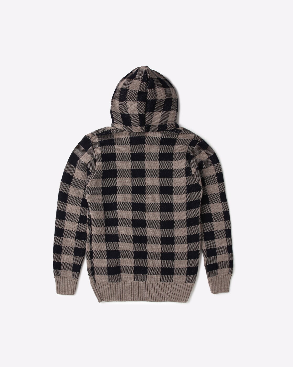 White and Tan Brown Checkerboard Pullover Hoodie