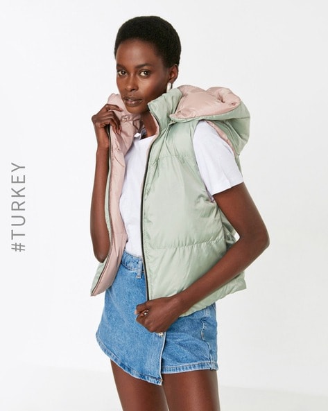 Mint green puffer vest best sale