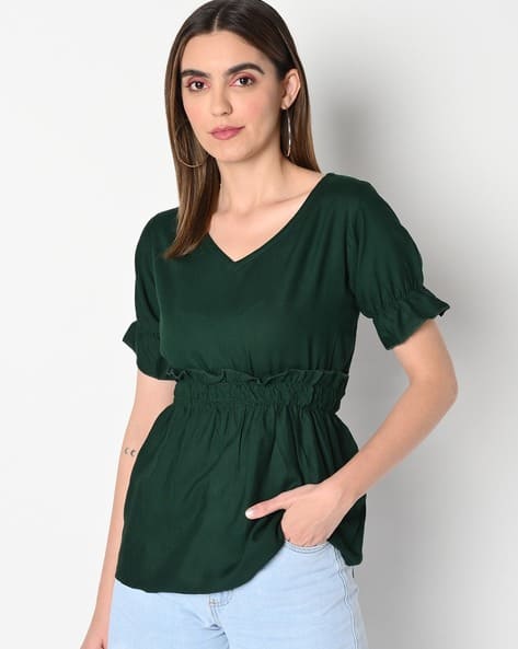 olive peplum top