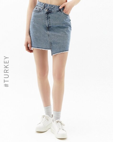 Distressed denim skirt shop 7 little words