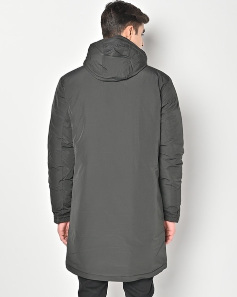 Grey hooded parka best sale