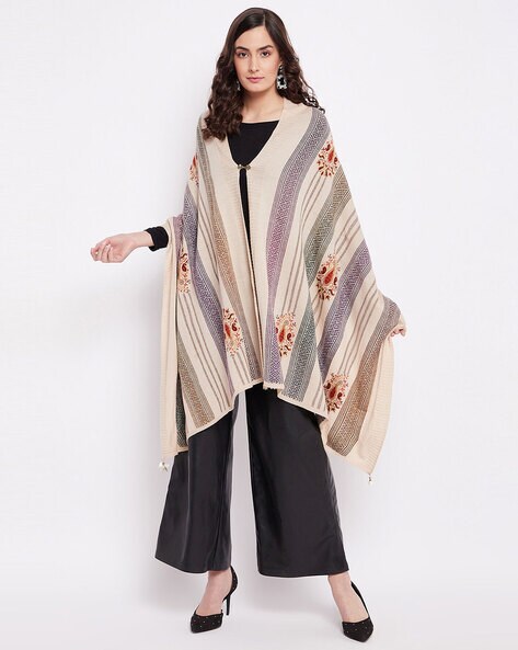 Paisley Print Wool Knitted Poncho Shawl Price in India