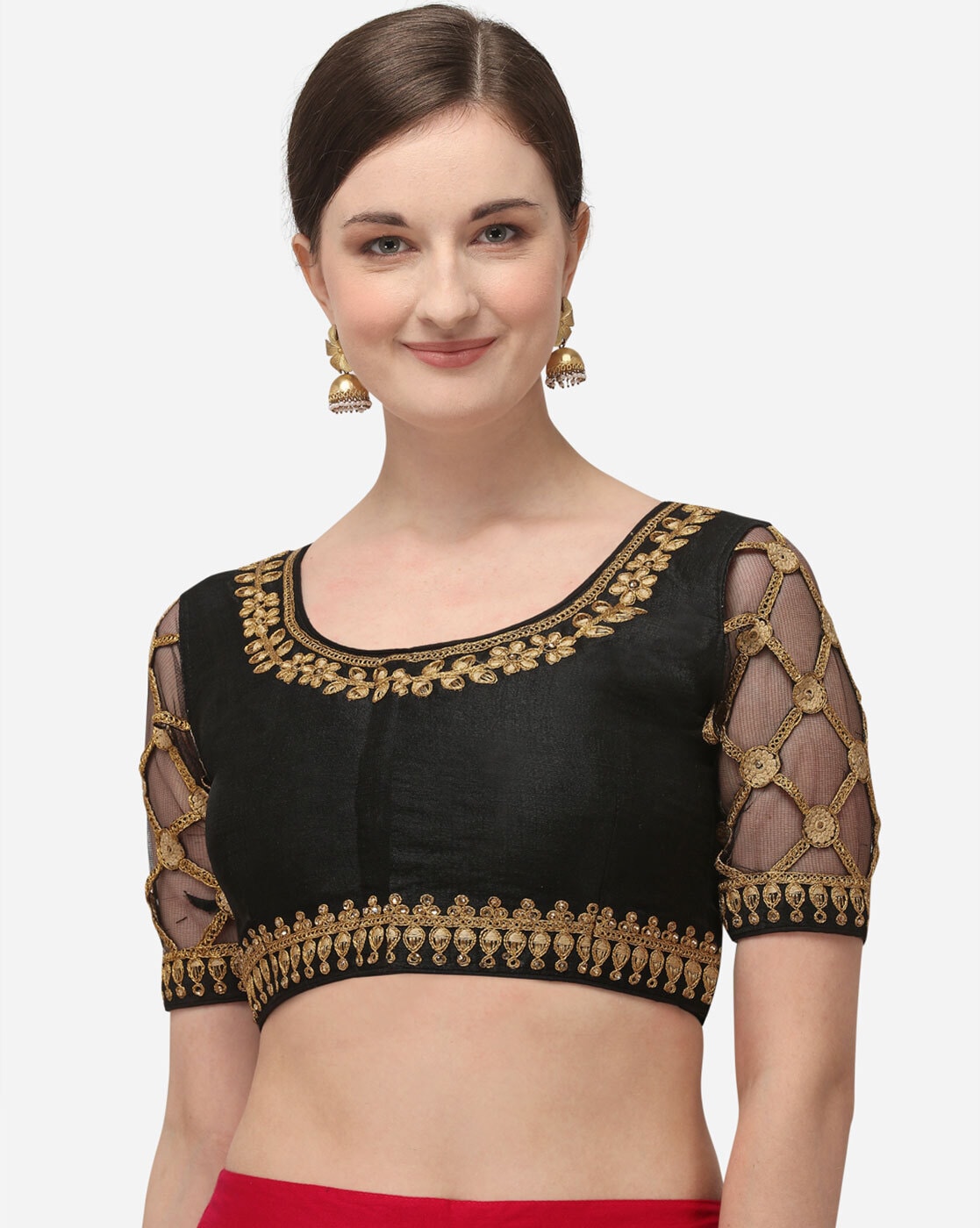 Buy Fabviva Women Black Self Design Net Blouse Online at Best