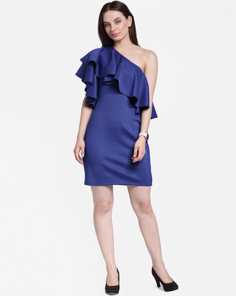 One shoulder ruffle store bodycon dress