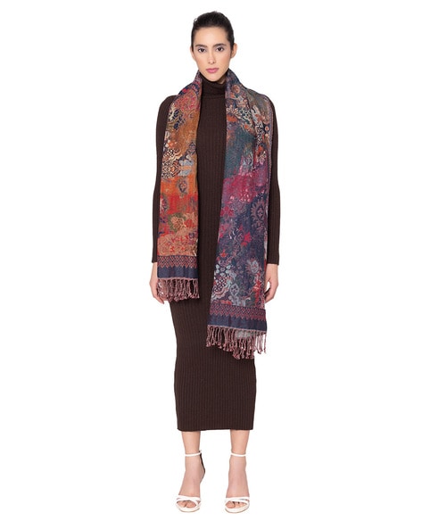 Floral PatternStole with Frayed Hems Price in India