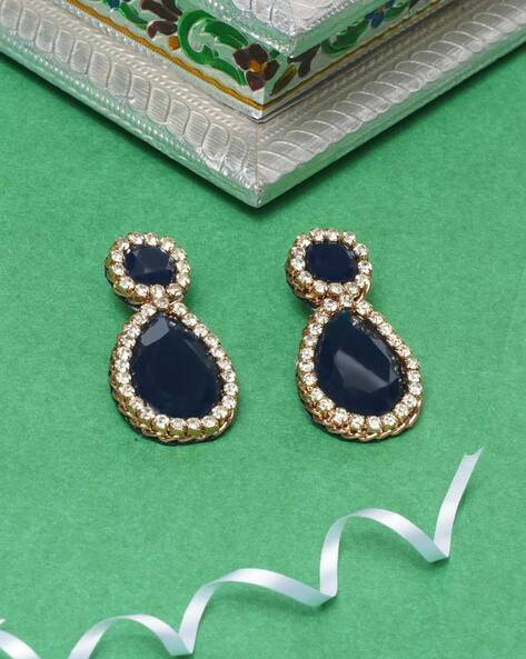 Navy blue deals clip on earrings