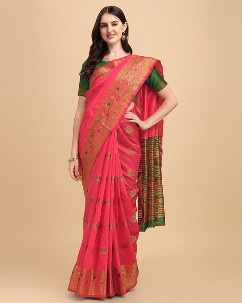 Buy Pink Sarees for Women by FASHION BOOMS Online